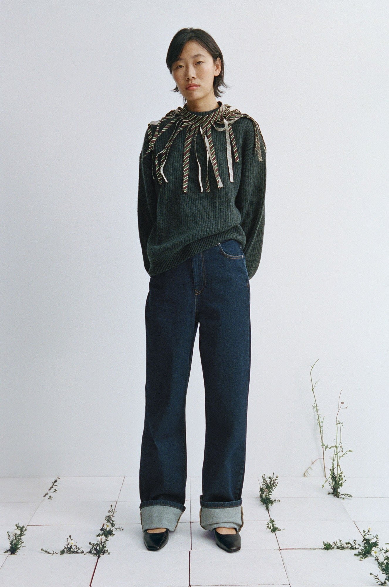 Graphite wool Carmen sweater