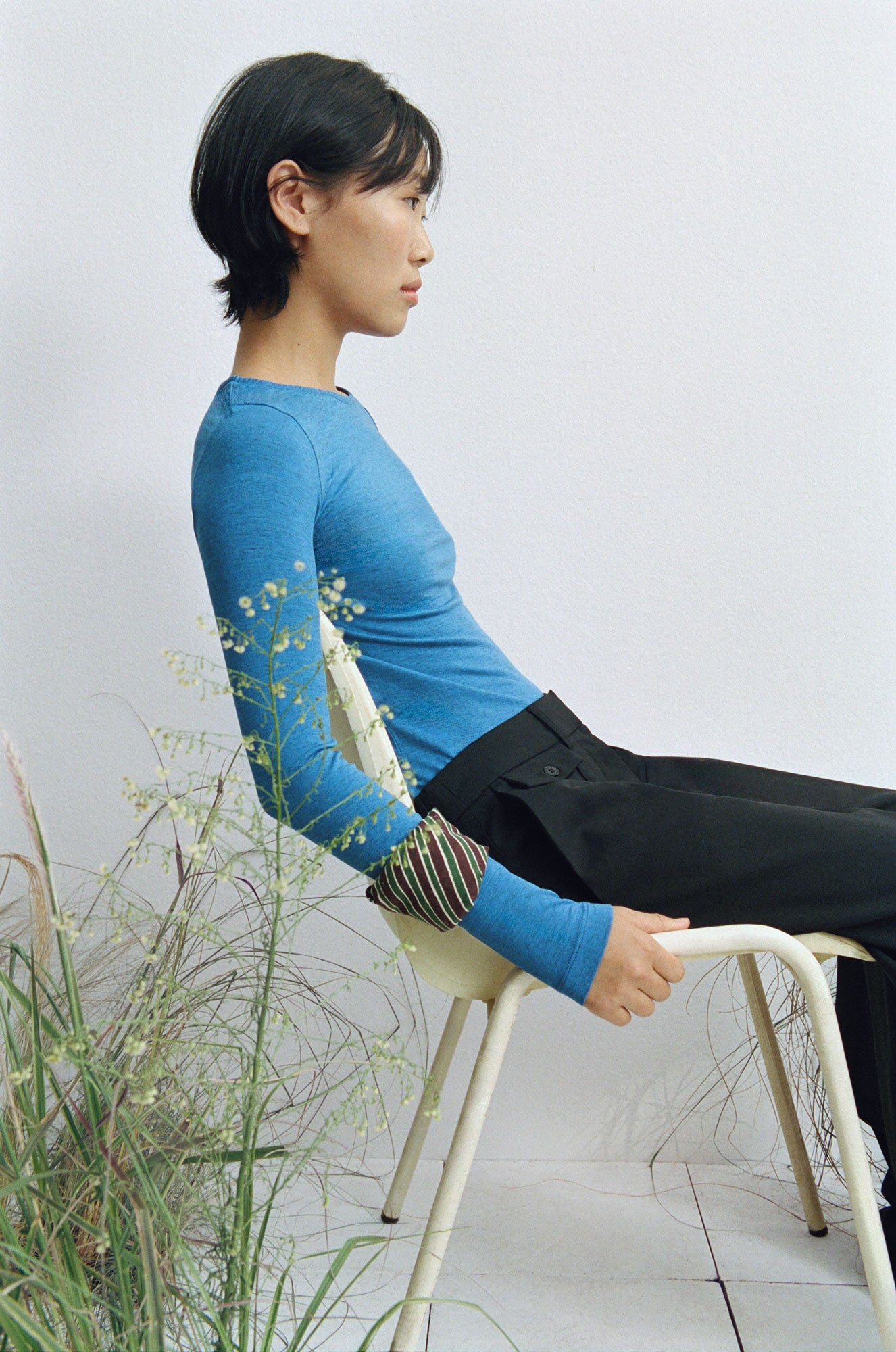 Blaues Kaschmir-Top Brisa