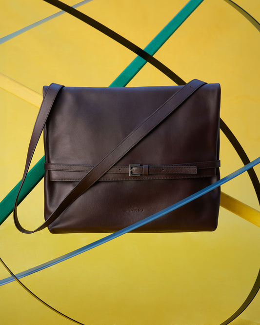 Archivo Walnut Brown Leather Bag
