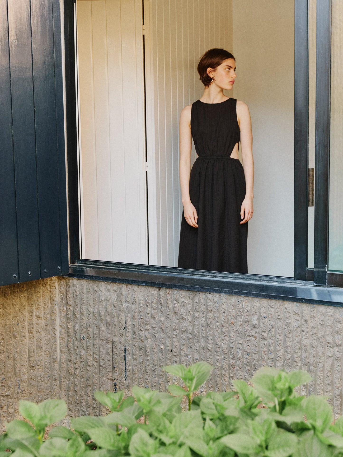 Vestido seersucker cut out Kin