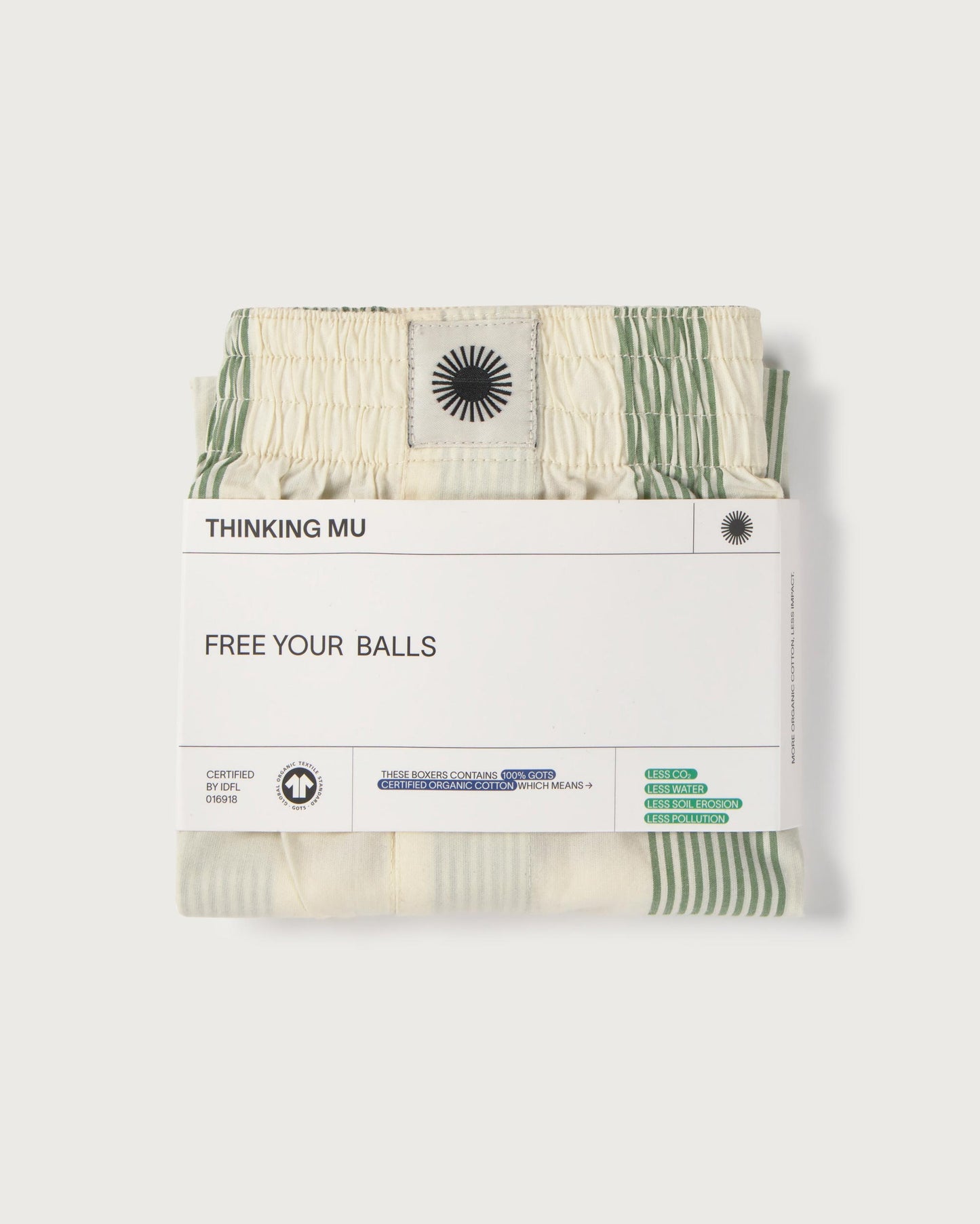 Boxer popelin rayas verde sostenible silueta - 3