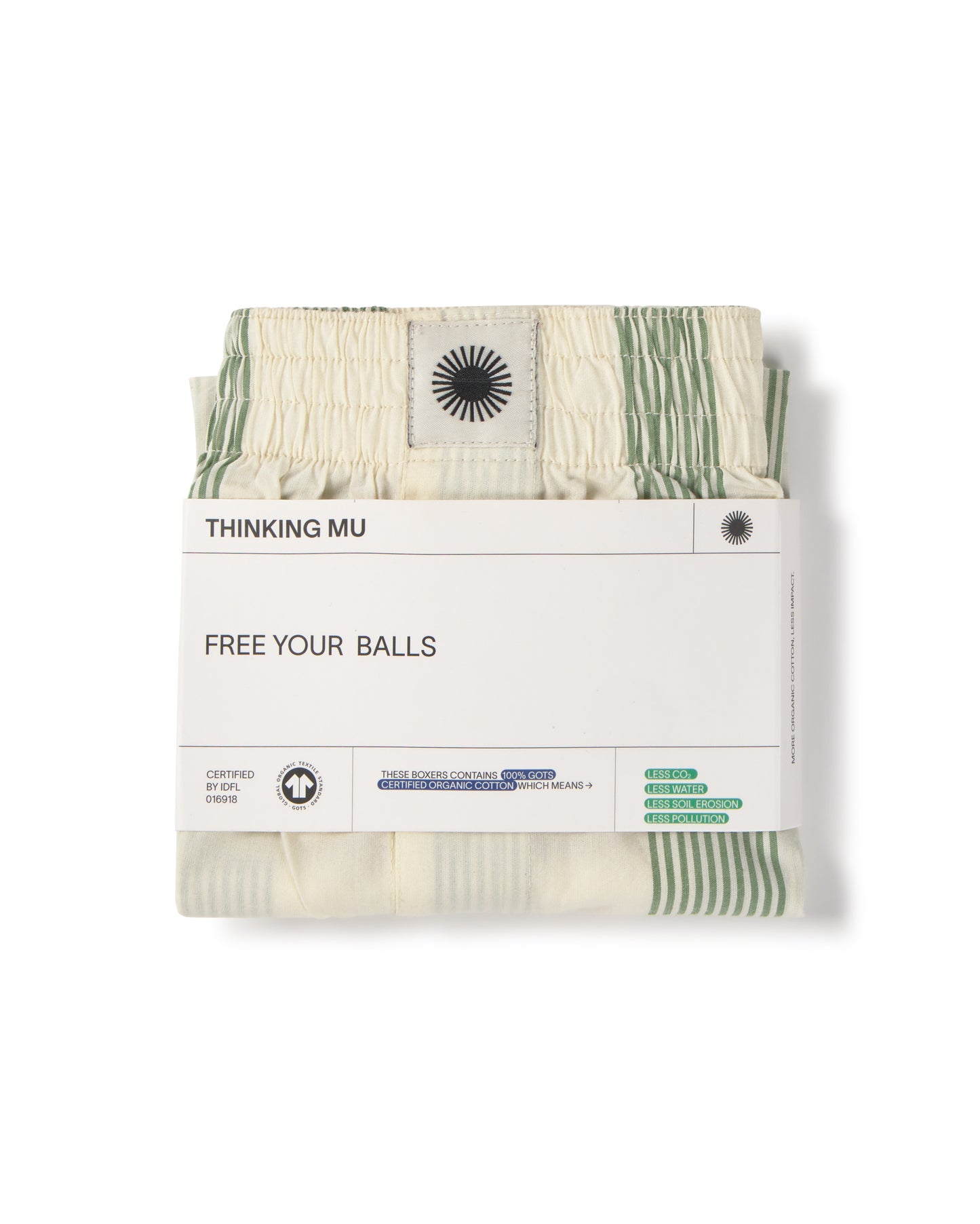 Boxer popelin rayas verde sostenible silueta - 3
