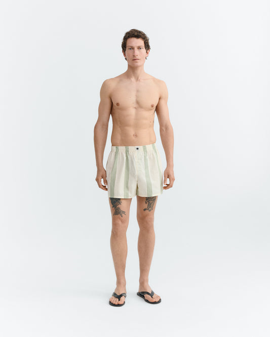 Boxer popelin rayas verde sostenible - 1