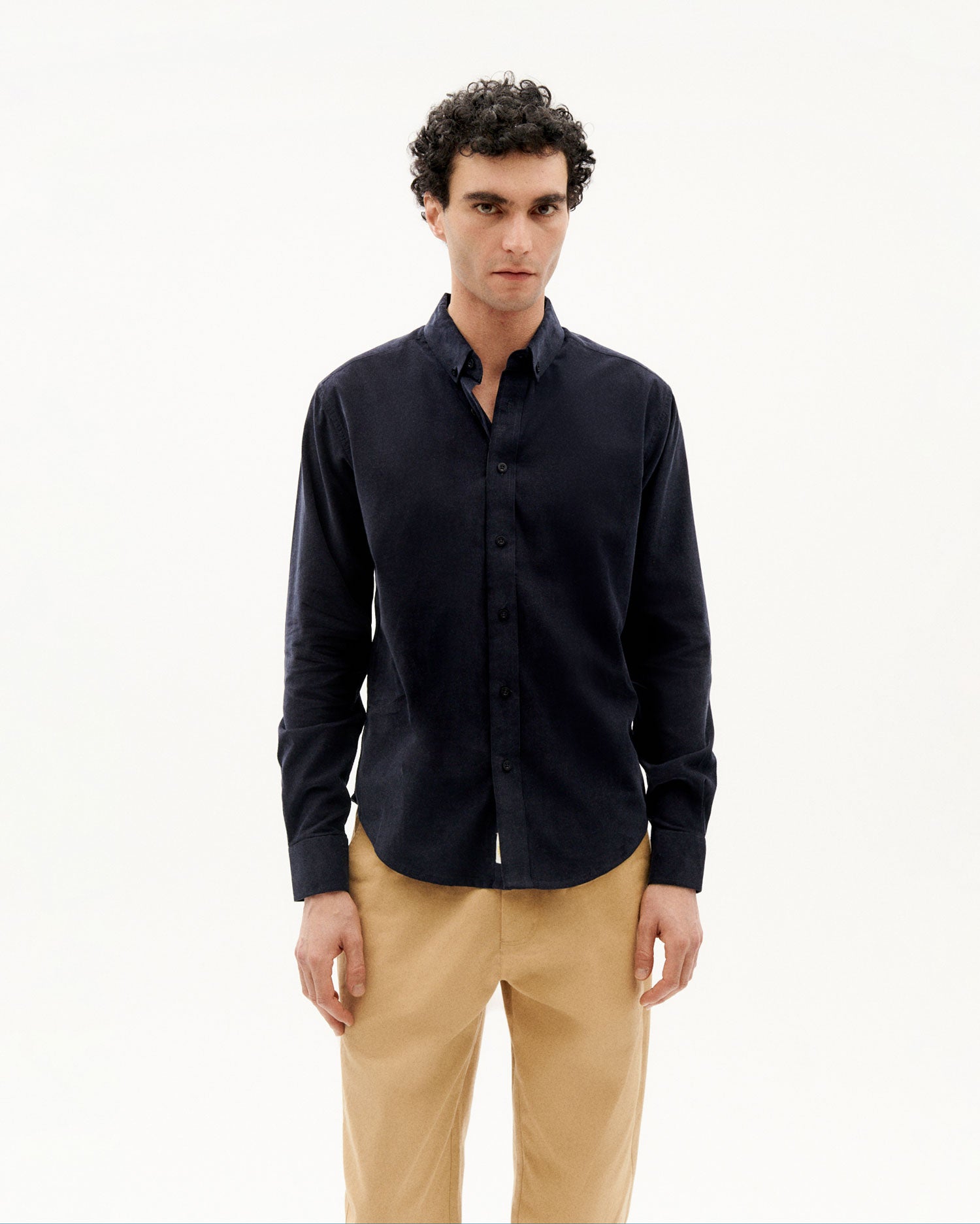 Blue overshirt Bes sustainable micro corduroy men : Thinking Mu 