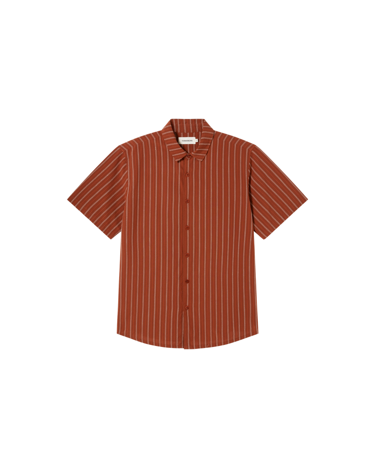 Camisa marrón rayas Tom sostenible -siluetax