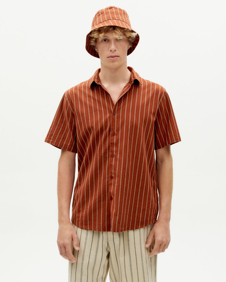 Camisa marrón rayas Tom sostenible -3