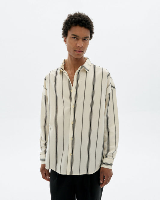 Camisa blanca rayas negras Haru sostenible - 1