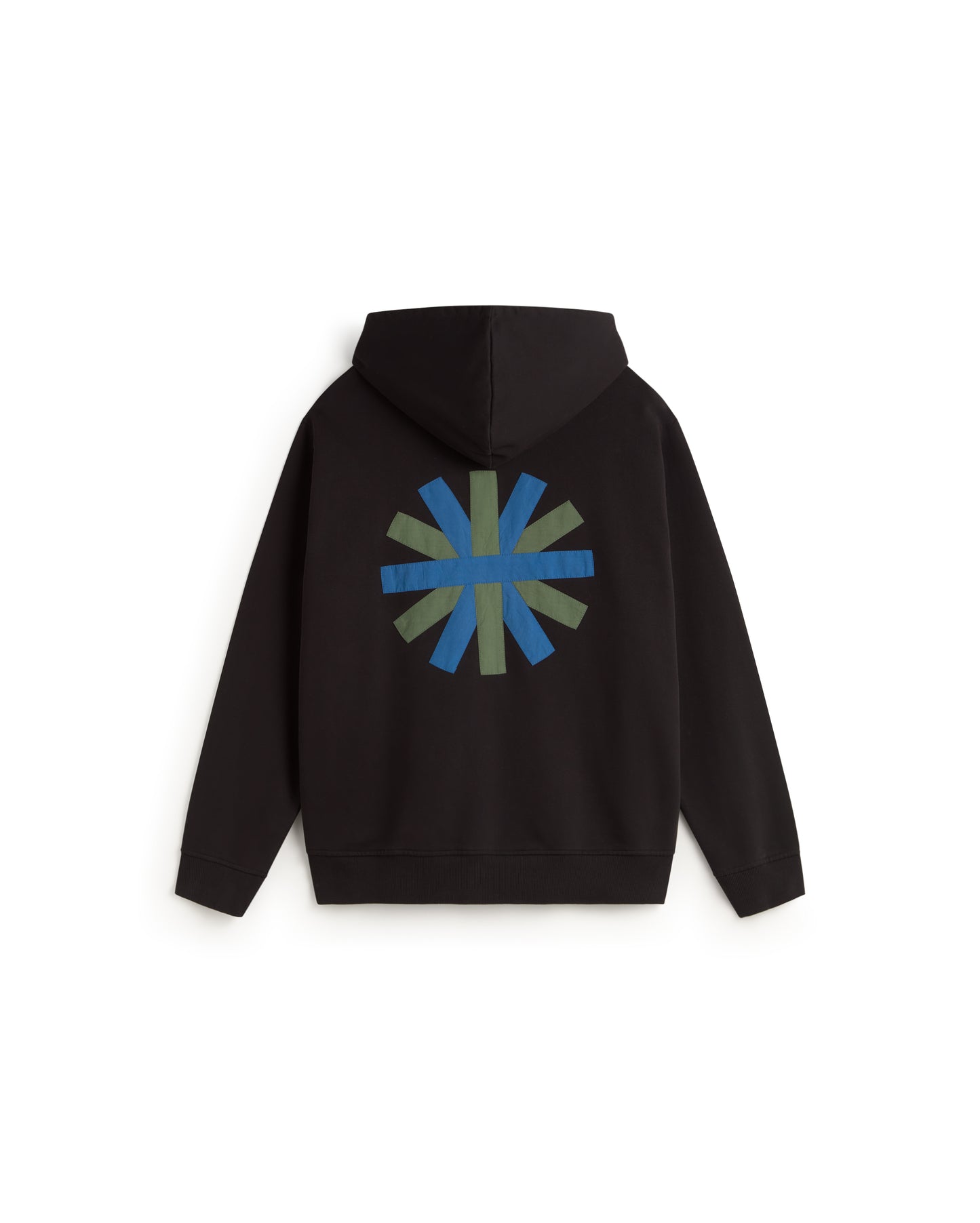 Sudadera negra patched sol espalda Simon sostenible silueta - 3