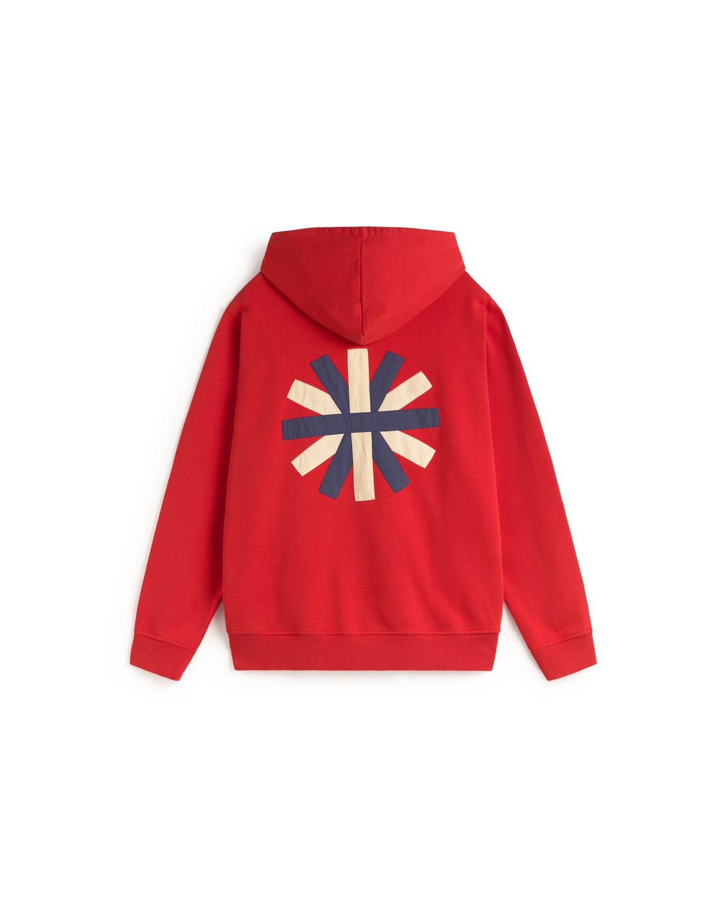 Sudadera roja patched sol espalda Simon sostenible silueta - 3