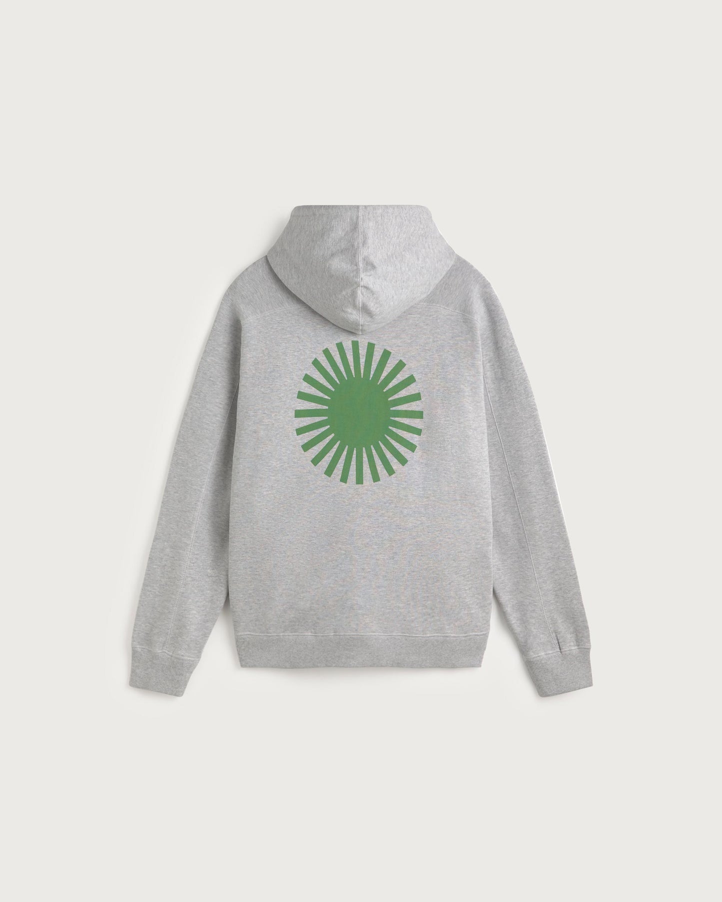 Sudadera gris sol verde espalda Garfu sostenible silueta - 3