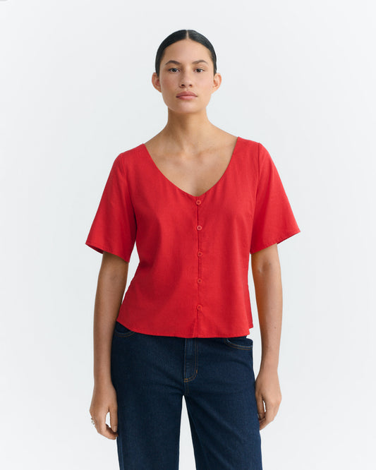 Blusa roja hemp Leia sostenible - 2