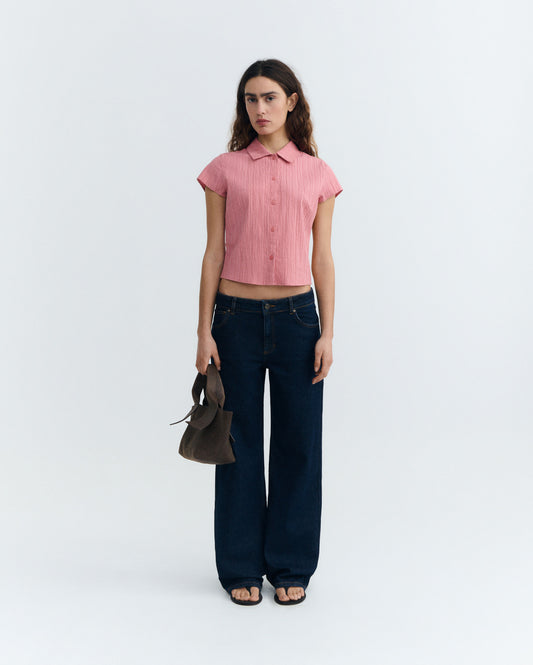 Blusa slim popcorn rosa Kitty sostenible - 1