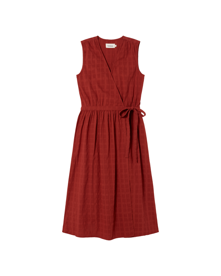 Vestido rojo cuadrito Amapola sostenible -silueta 1