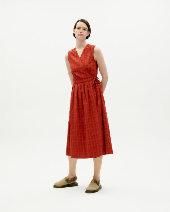 Vestido rojo cuadrito Amapola sostenible -1