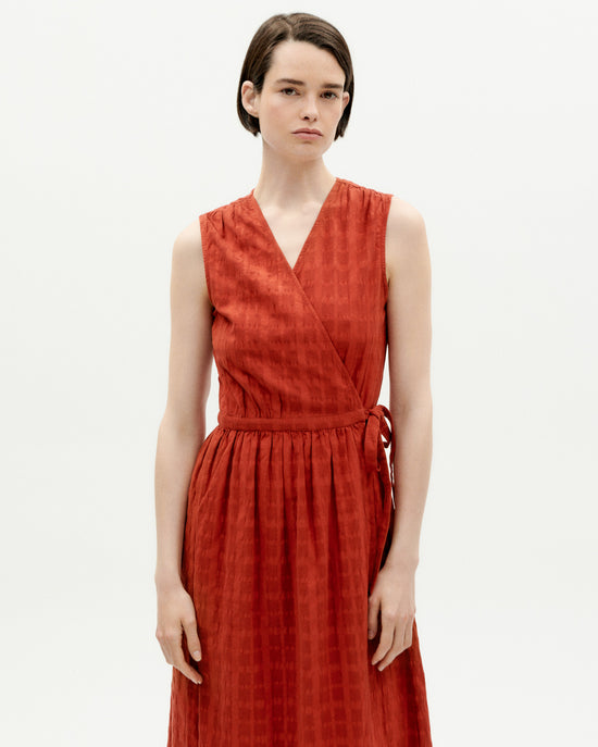 Vestido rojo cuadrito Amapola sostenible -2