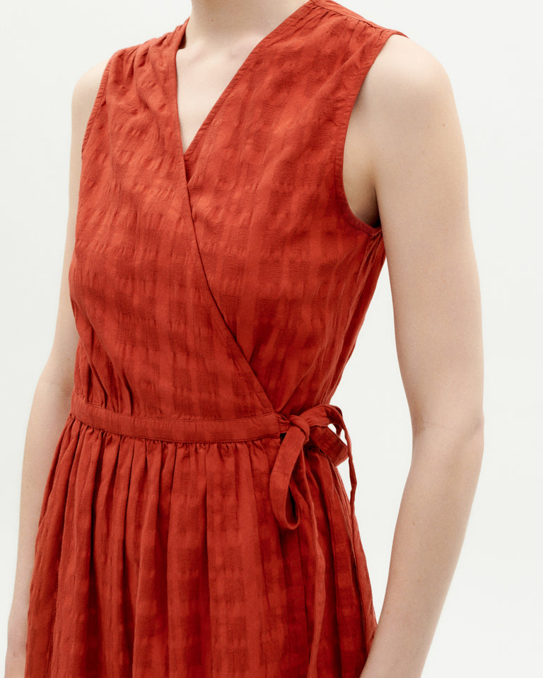 Vestido rojo cuadrito Amapola sostenible -3