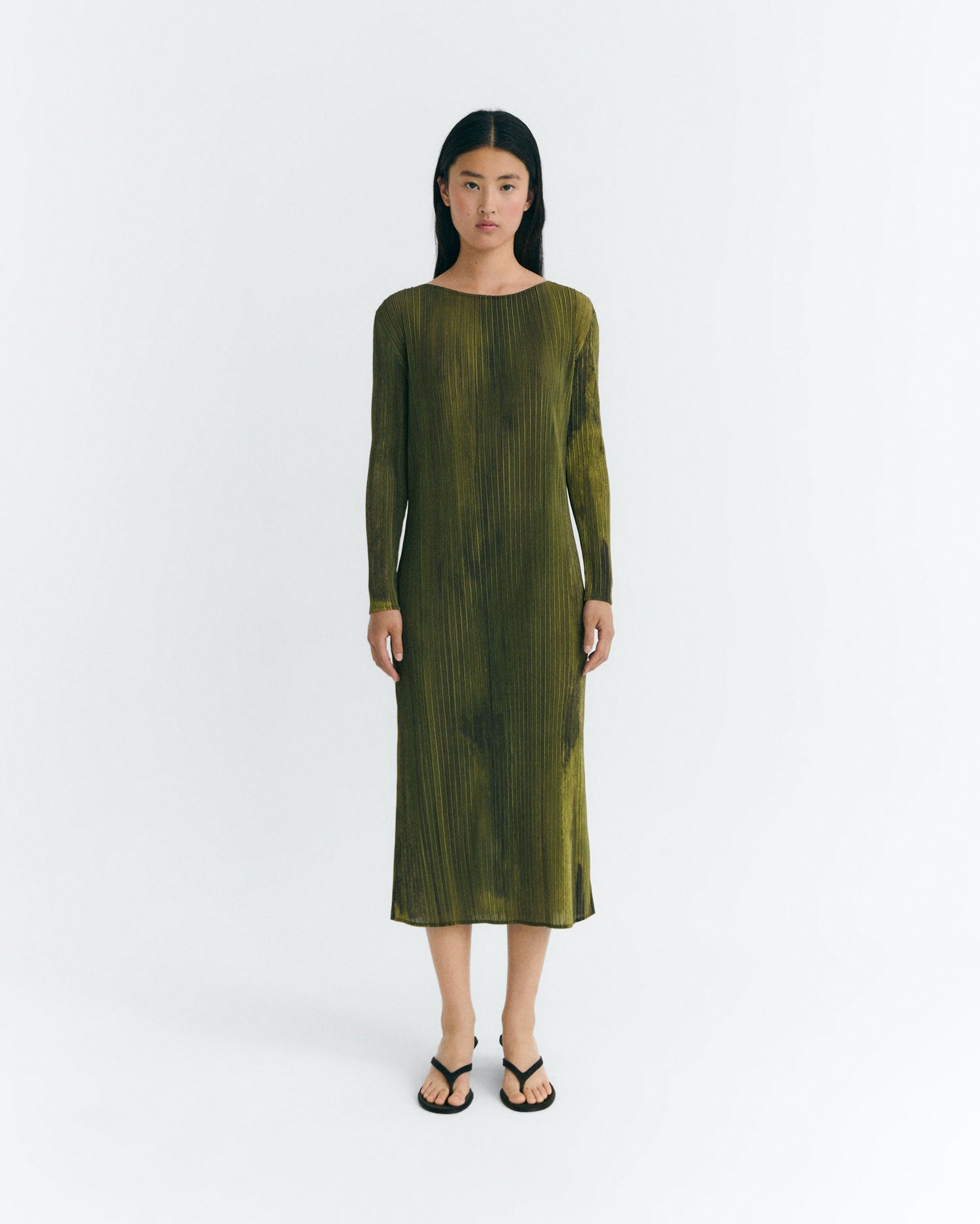 Women's Pleated Midi Dress Myrtle Green