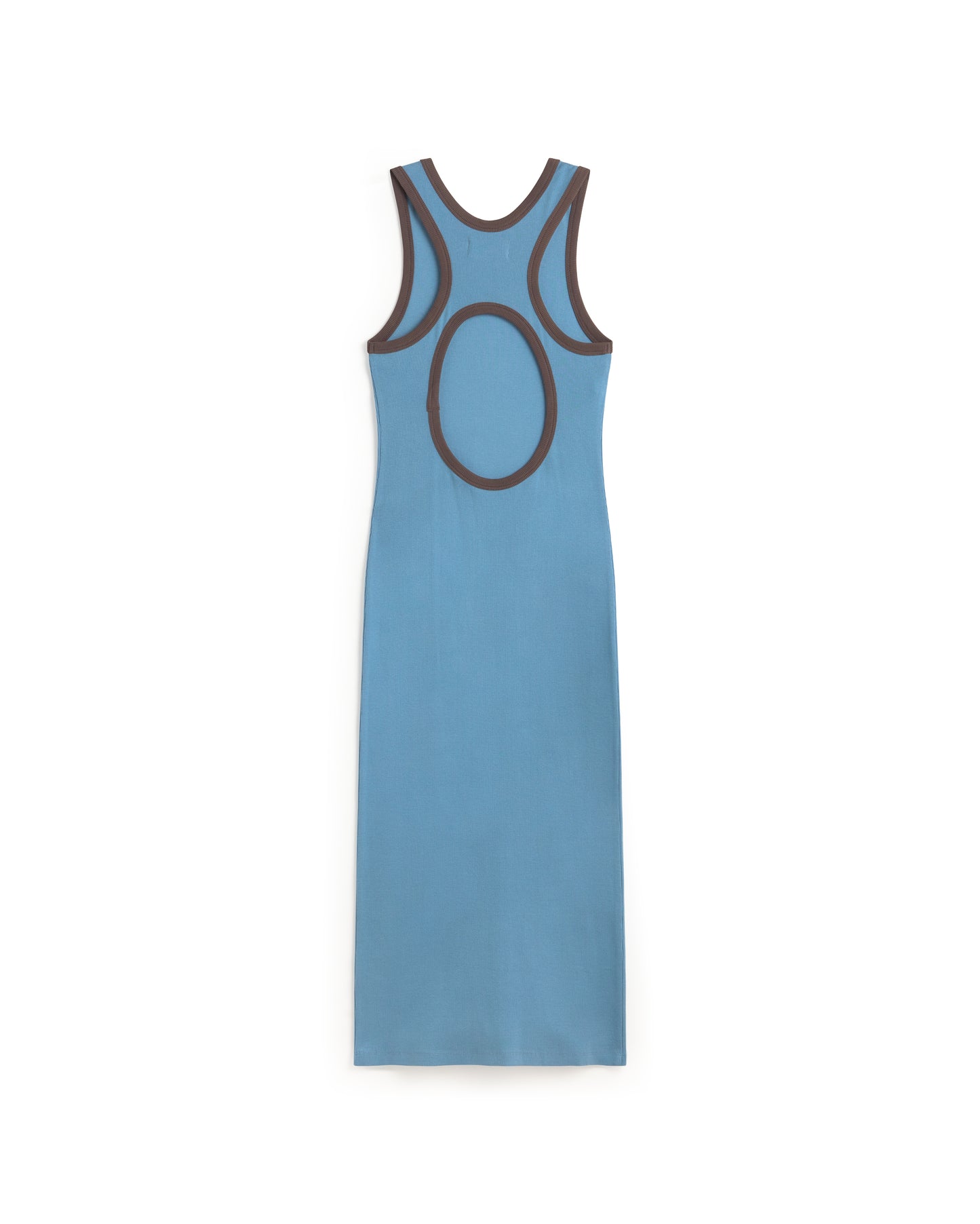 Vestido slim azul abertura espalda Doechi sostenible silueta - 3