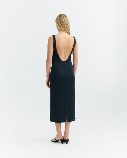Vestido largo slim negro Adu sostenible - 5