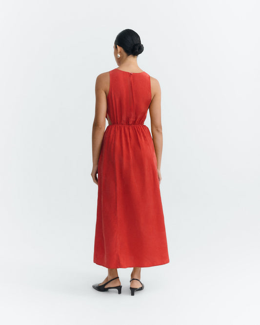 Vestido midi rojo cupro Kin sostenible - 5