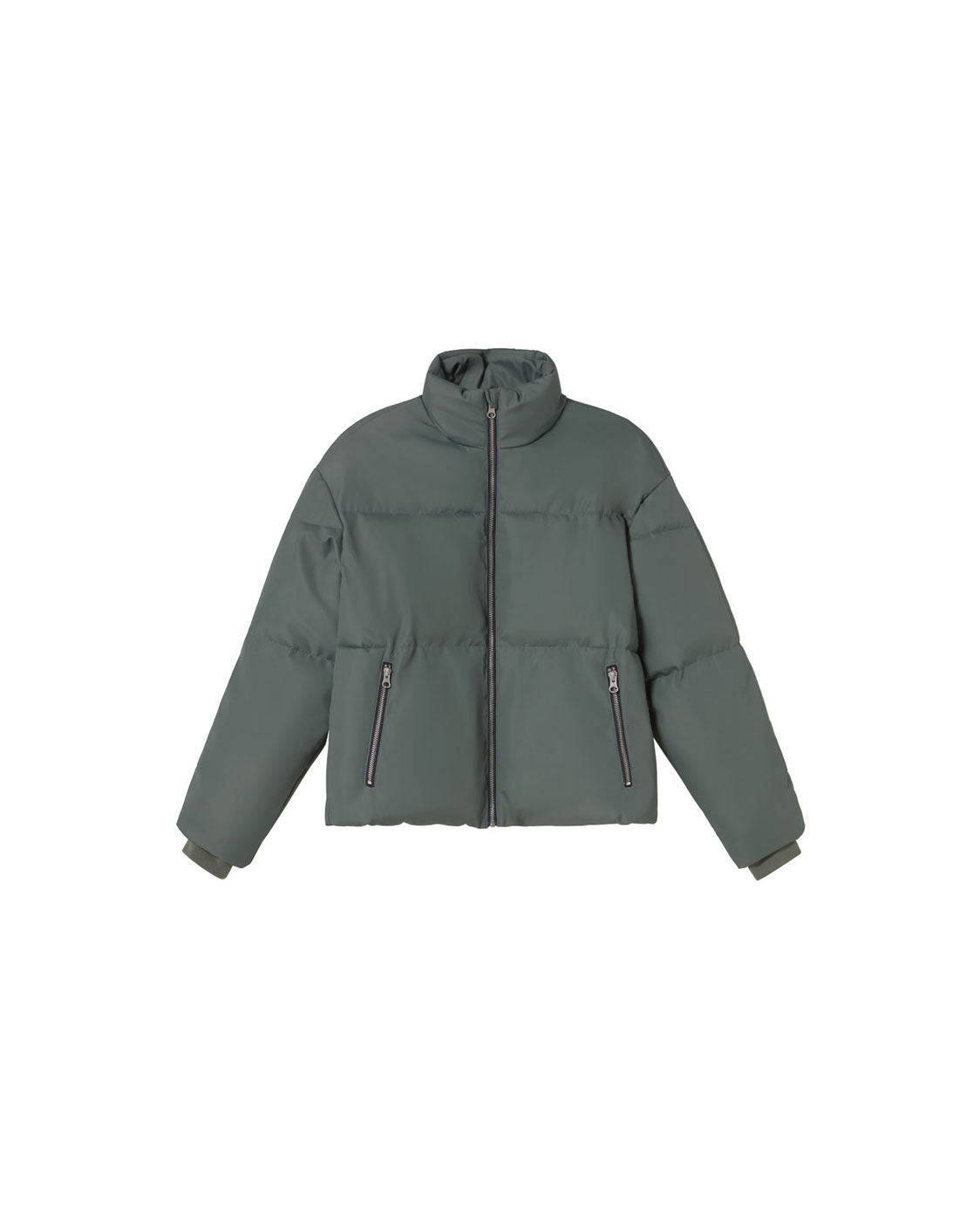 Chaqueta verde acolchada Gemma sostenible silueta - 1