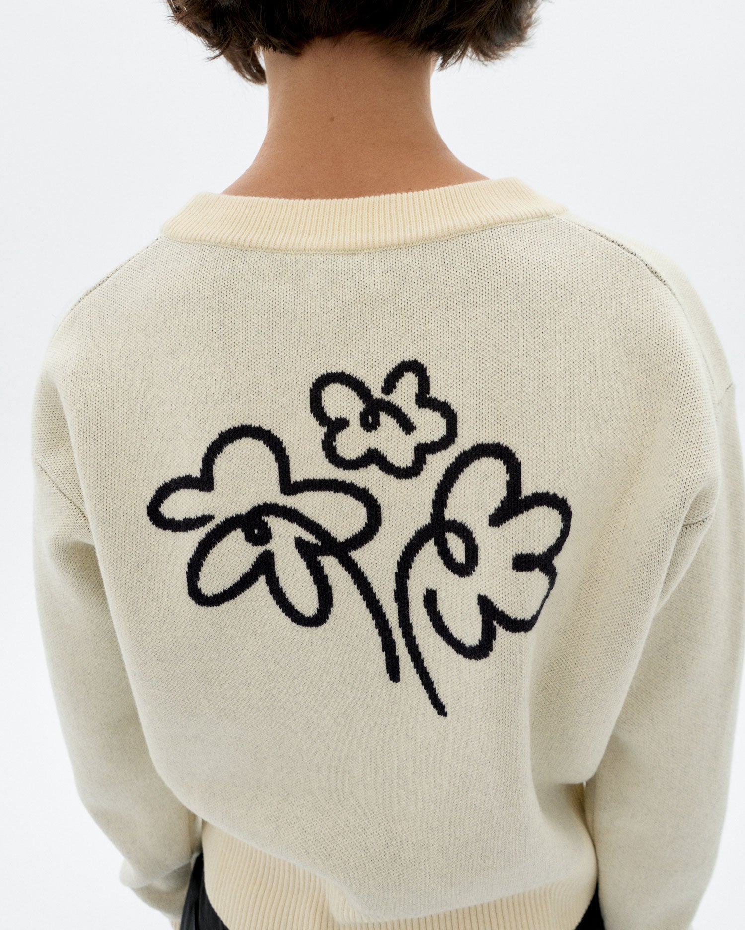 Ecru Knitted Sweater Flower Philis | Thinking Mu – Thinking MU