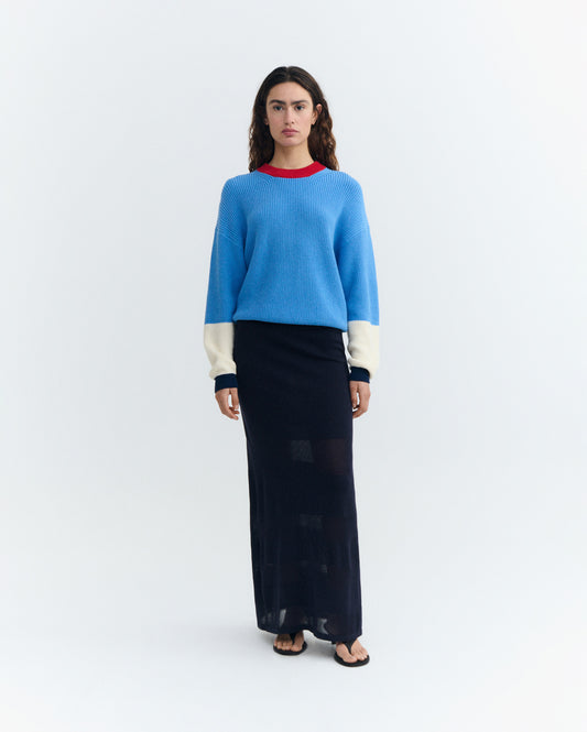 Jersey azul algodón orgánico Carmen sostenible - 1