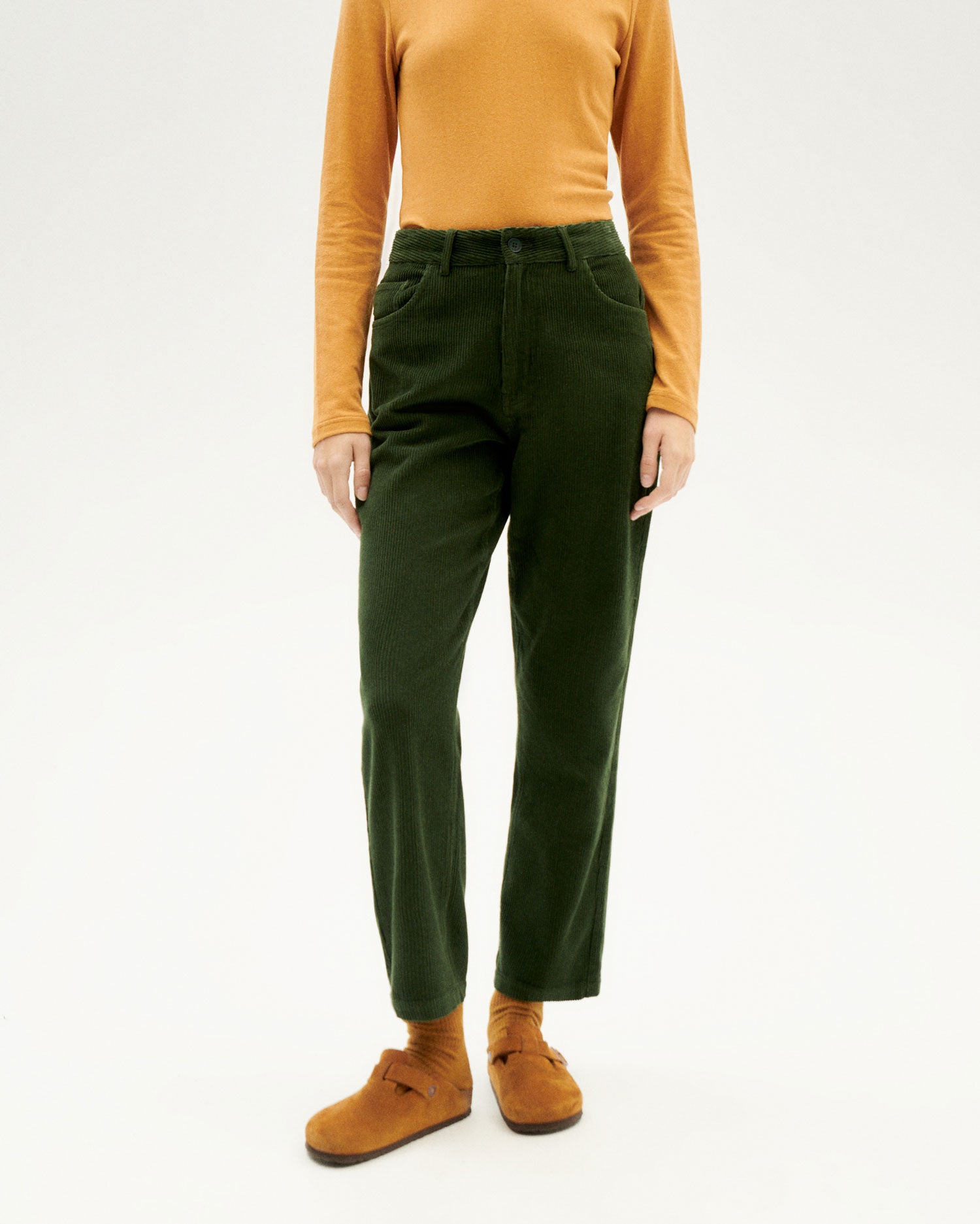Thinking cotton organic MU pants green woman | Nele Corduroy