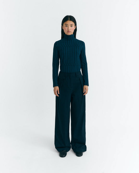 Pantalón wide leg tiro bajo navy Pat sostenible - 2