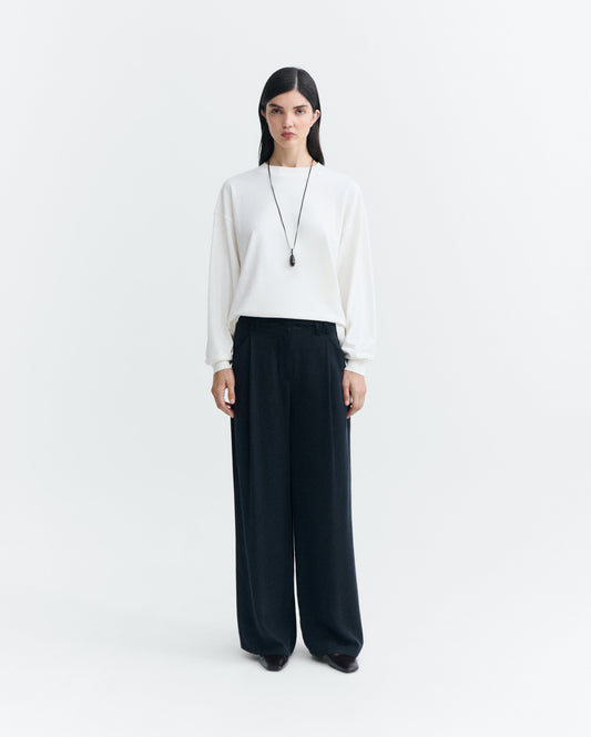 Pantalón wide leg pinza negro Molly sostenible - 1