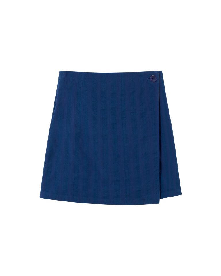 Falda azul seersucker Milena sostenible -siluetax