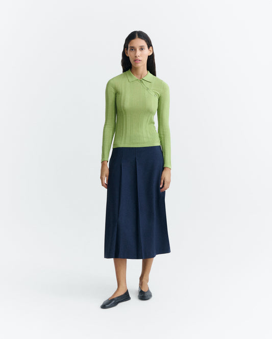 Falda midi lana fría navy Bahia sostenible - 1