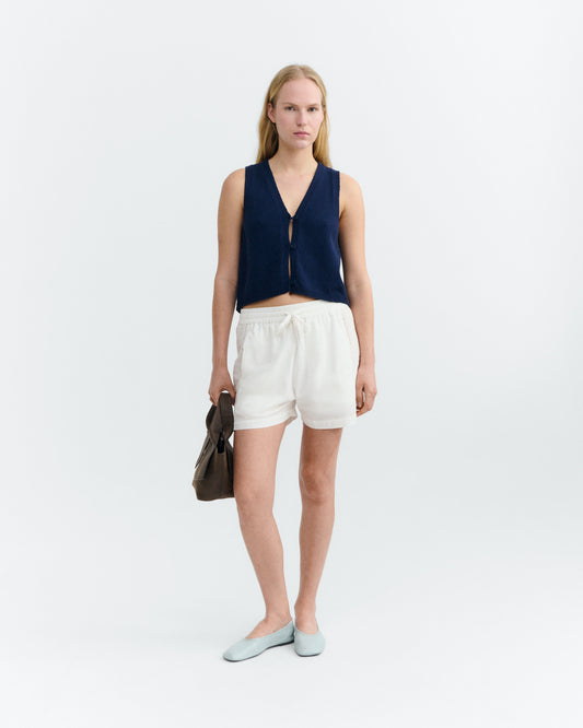 Shorts blanco bordado Geranio sostenible - 1