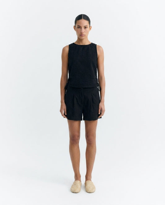 Schwarze Seersucker-Shorts von Narciso