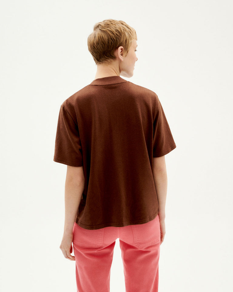Camiseta gruesa marrón hemp Aidin sostenible-5