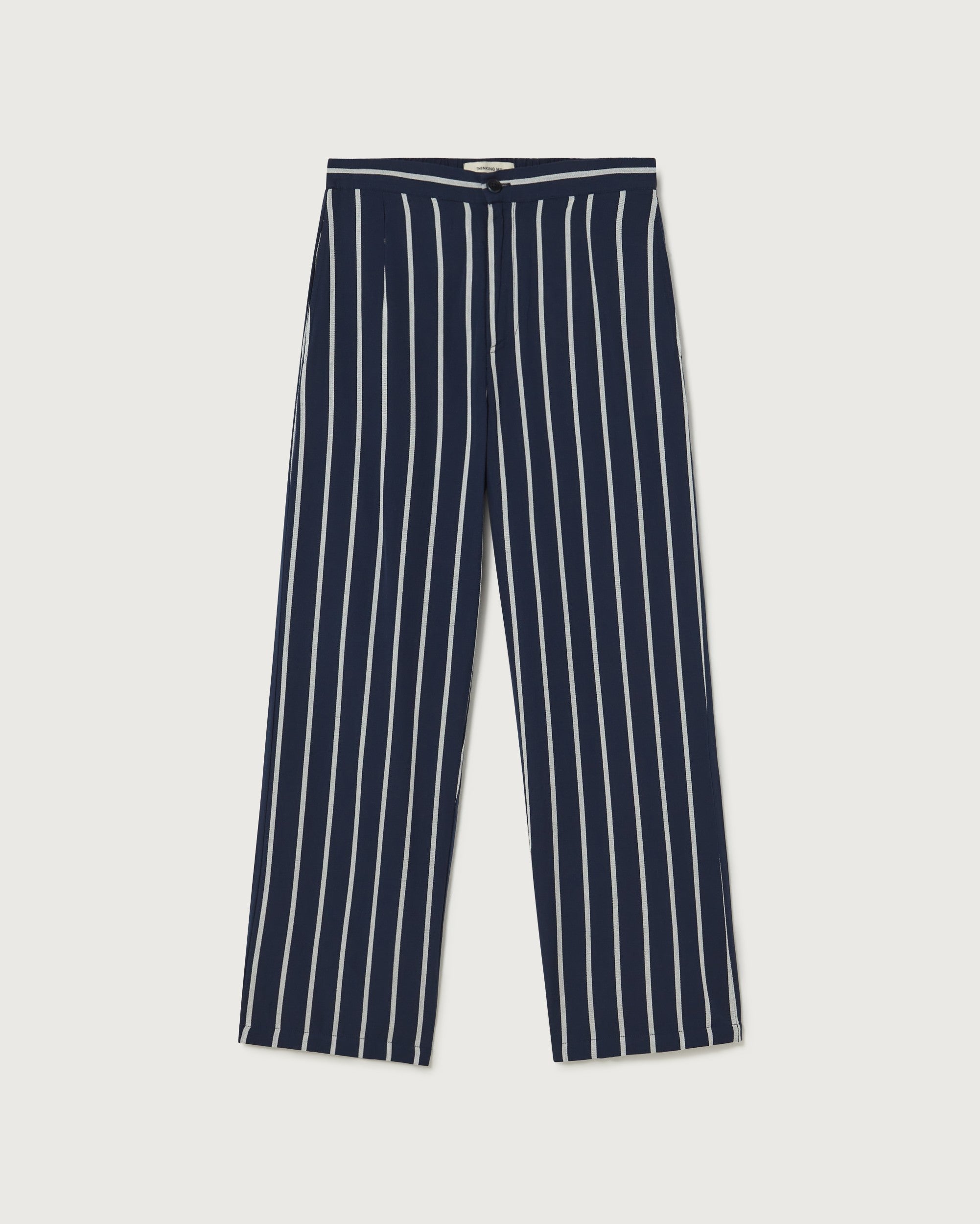 Pants mariam stripes navy sustainable woman | Thinking Mu