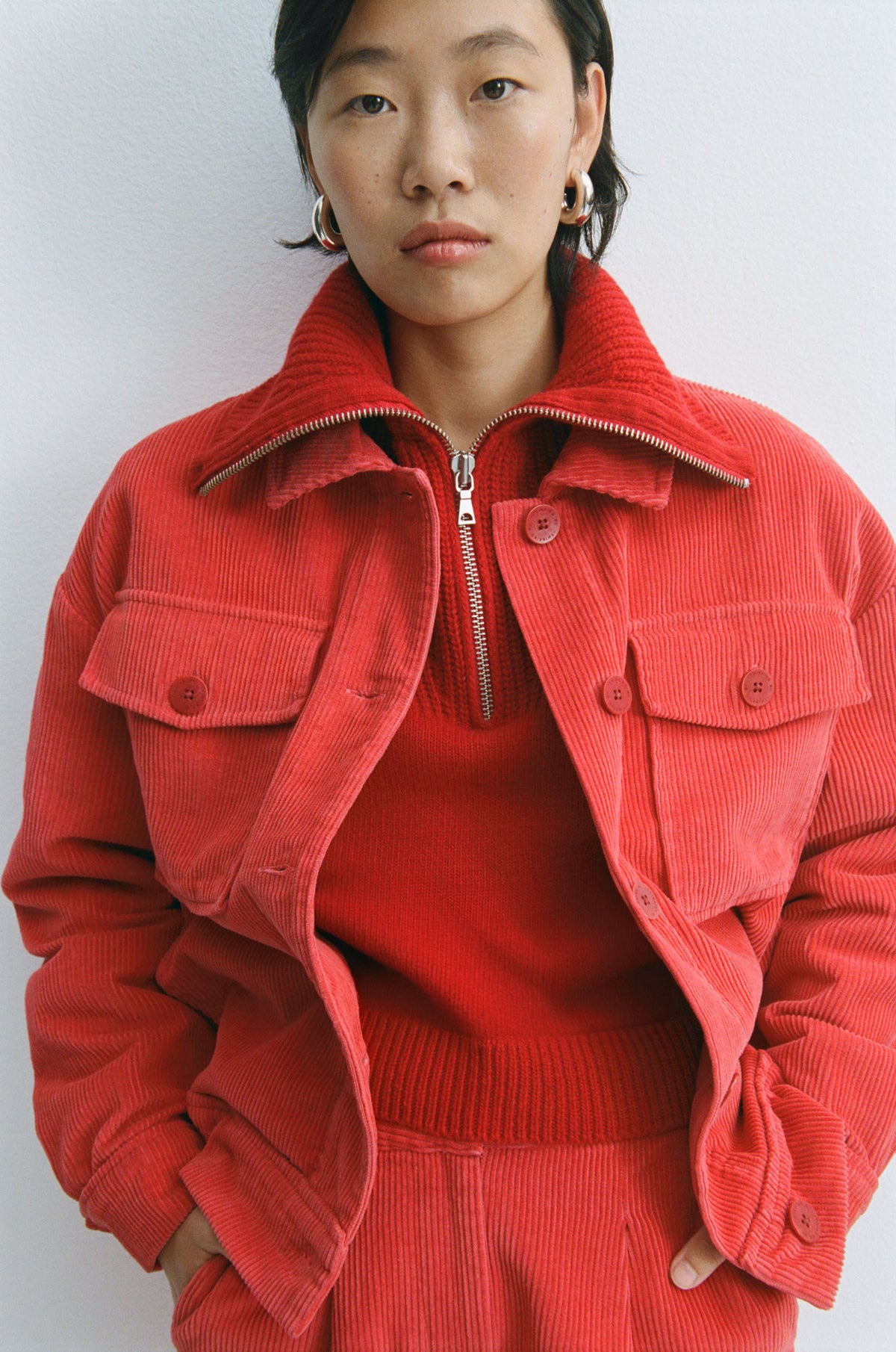 Rote Kordjacke Frans