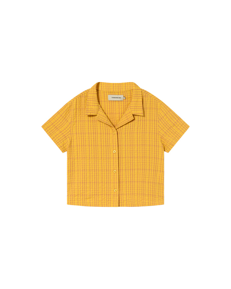Niños camisa amarilla seersucker gia-7