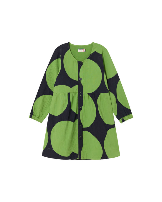 Vestido verde big dots Papaya sotenible-silueta1