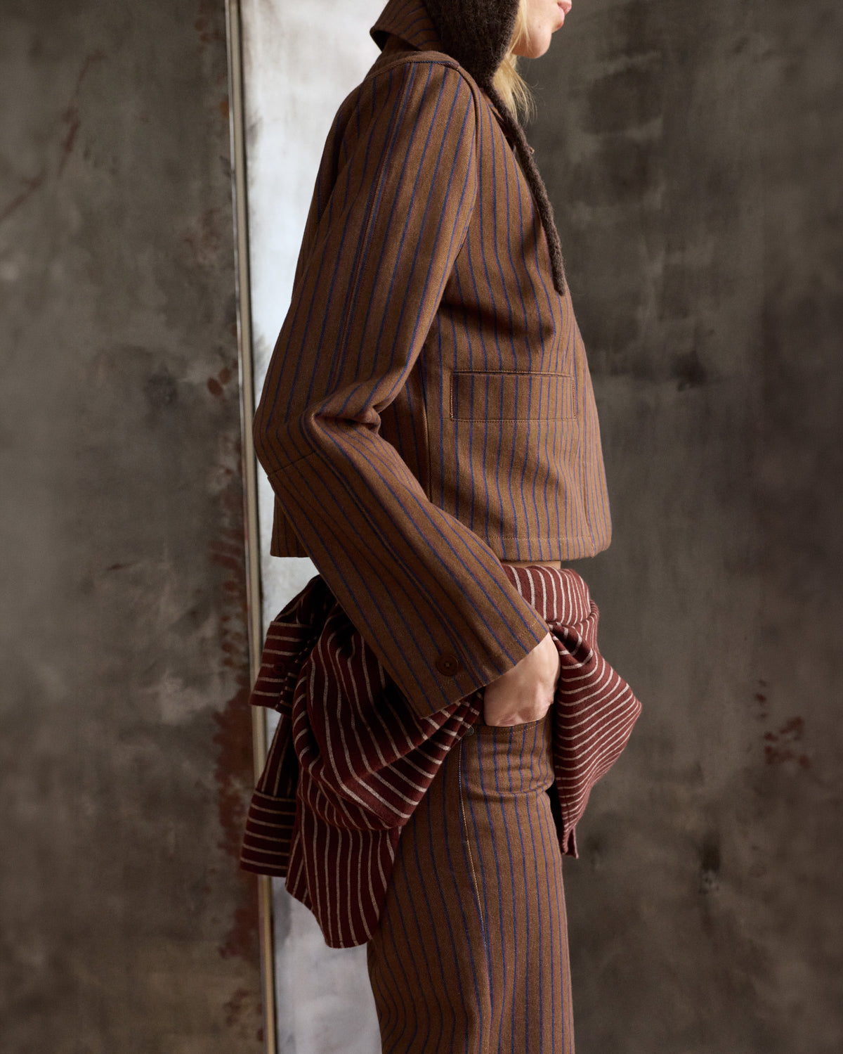 Brown striped natural dyes Astrid jacket