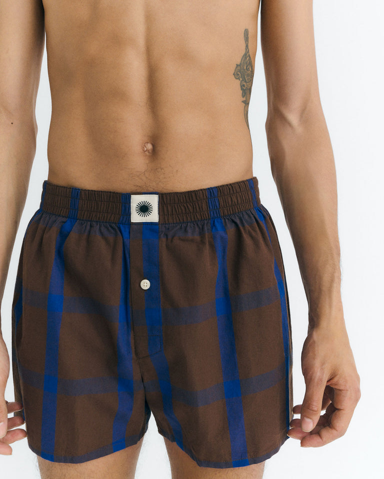 Boxers marrones cuadros azules sostenible - 3