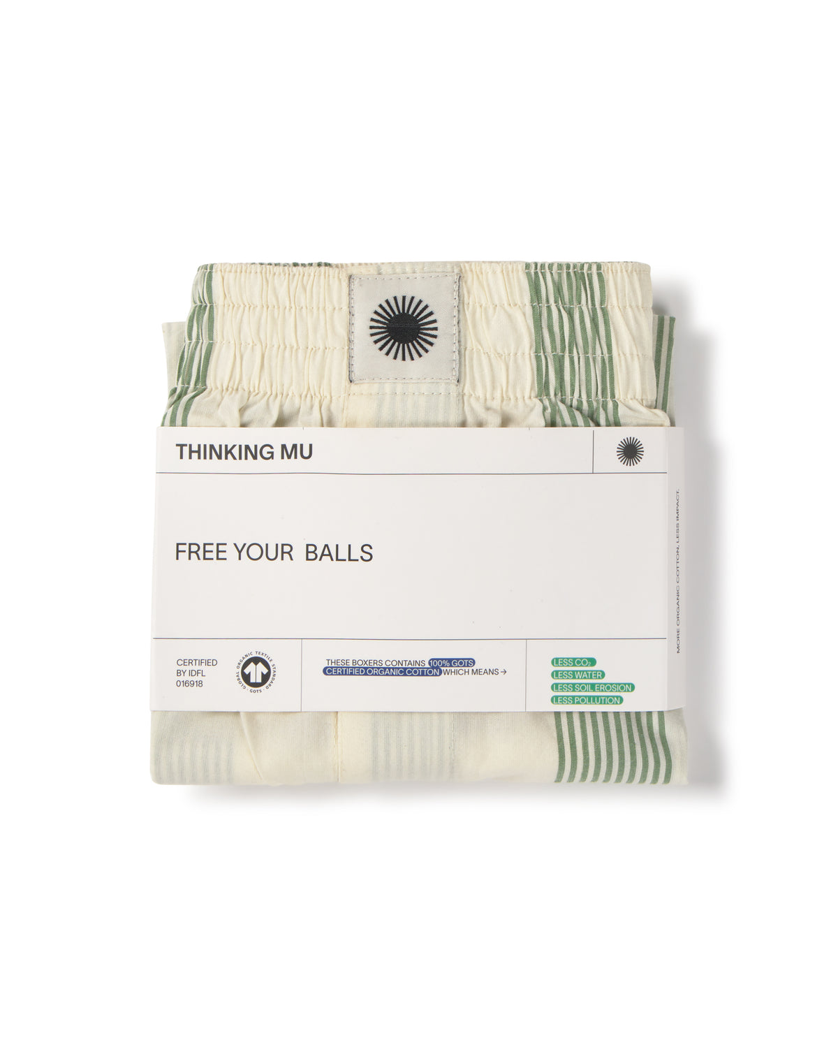 Boxer popelin rayas verde sostenible silueta - 3