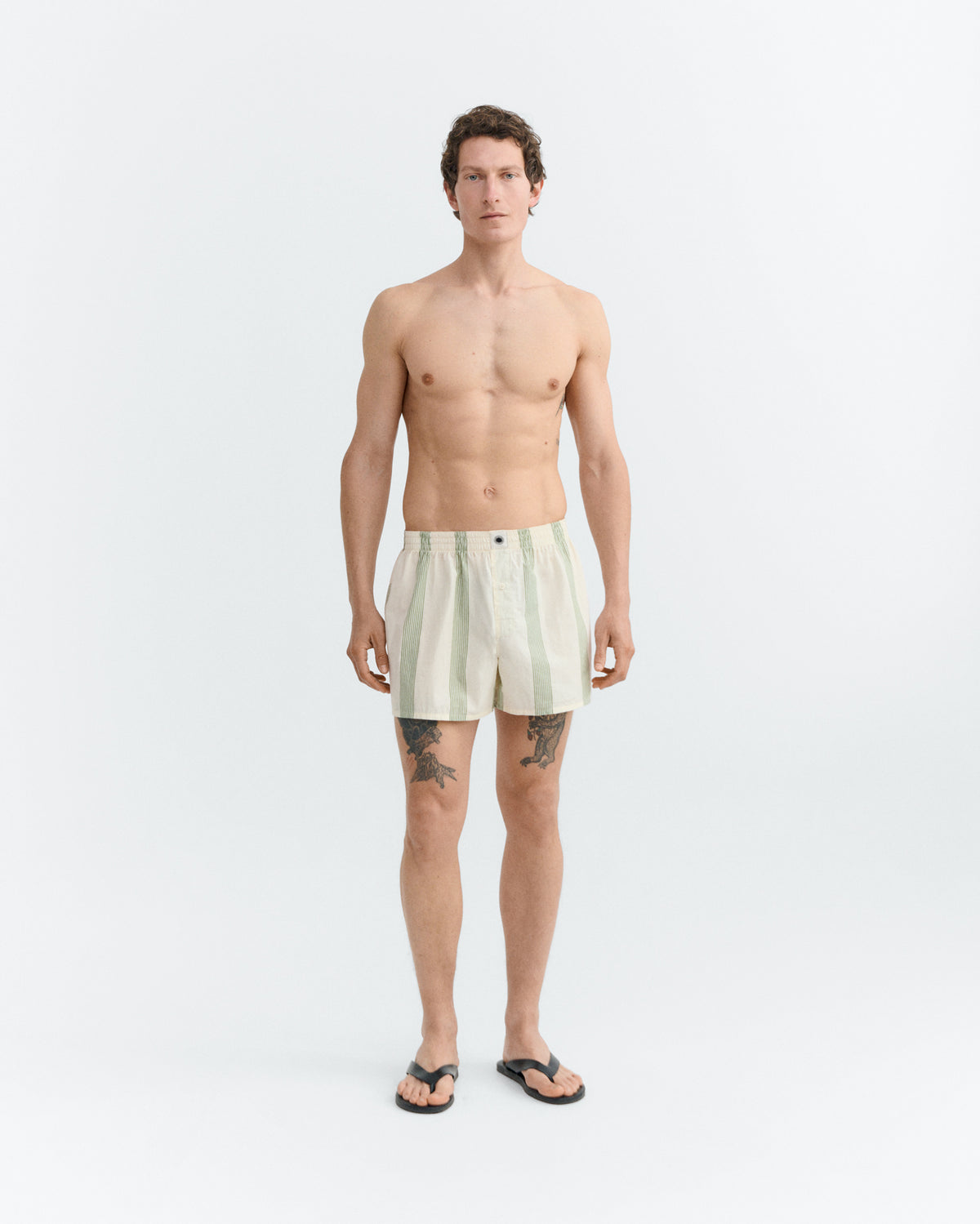 Boxer popelin rayas verde sostenible - 1