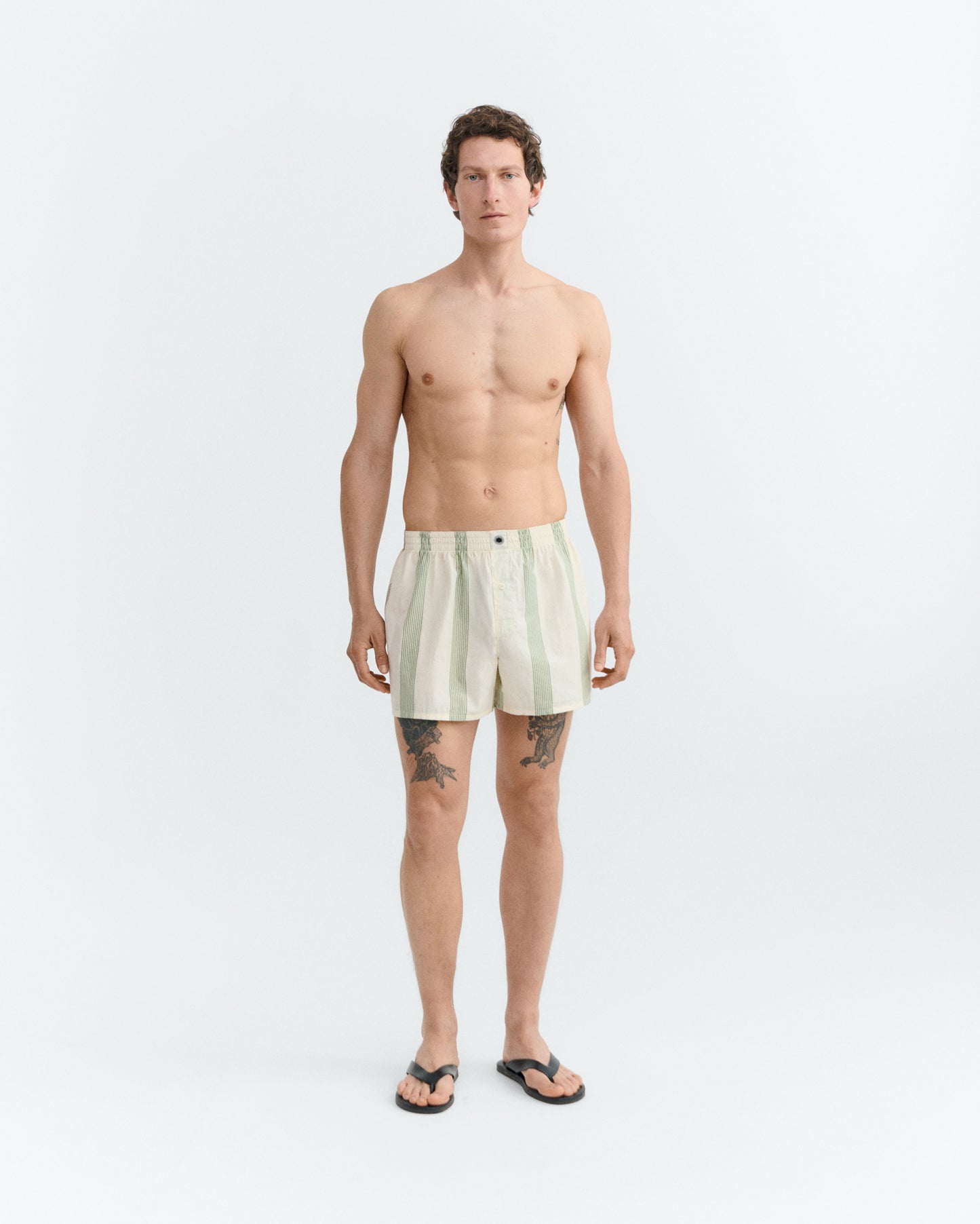 Boxer popelin rayas verde sostenible - 1