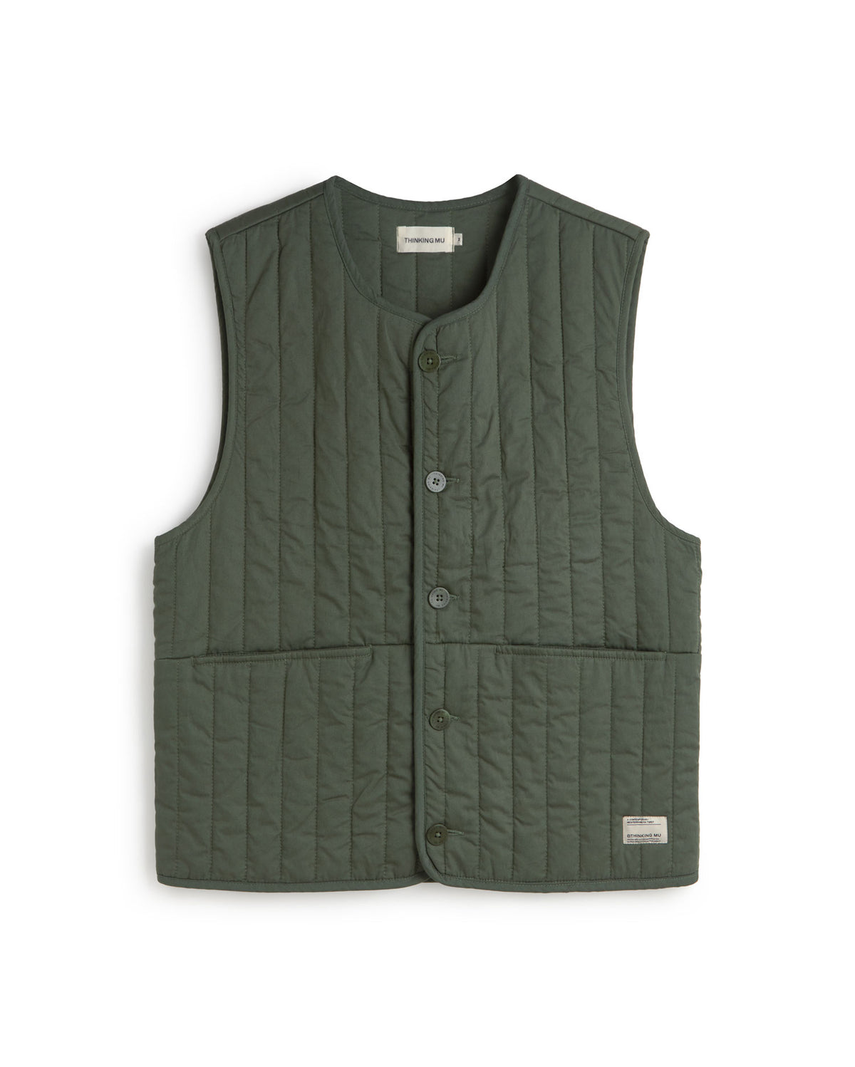 Chaleco acolchado verde Jon sostenible silueta - 1