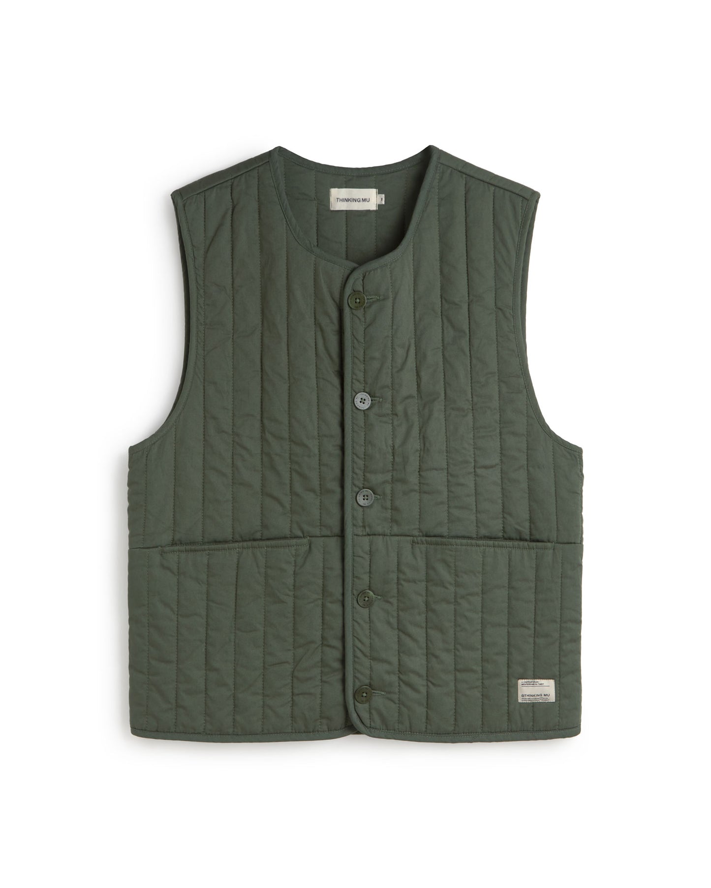 Chaleco acolchado verde Jon sostenible silueta - 1