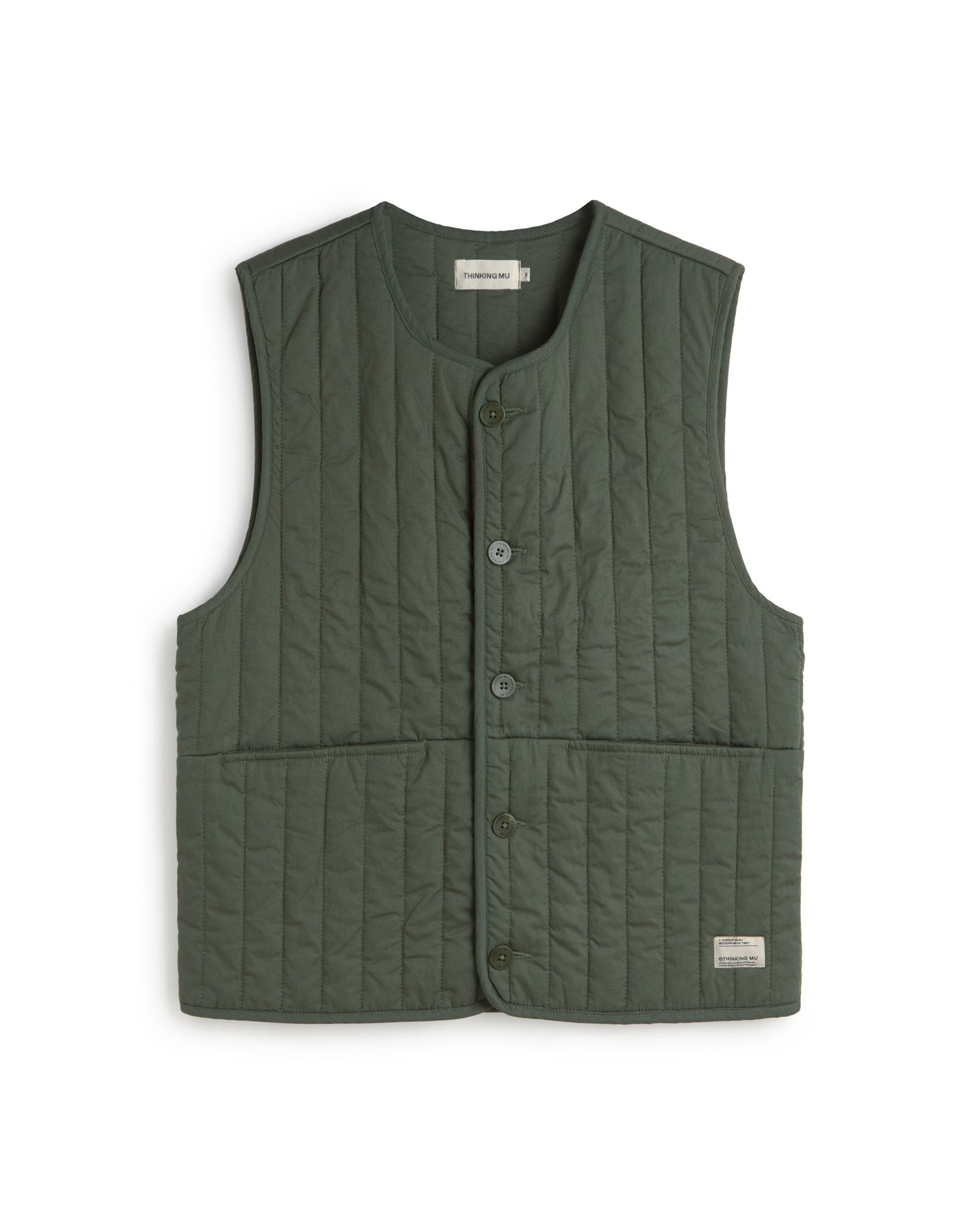 Chaleco acolchado verde Jon sostenible silueta - 1