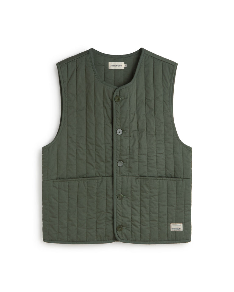 Chaleco acolchado verde Jon sostenible silueta - 1