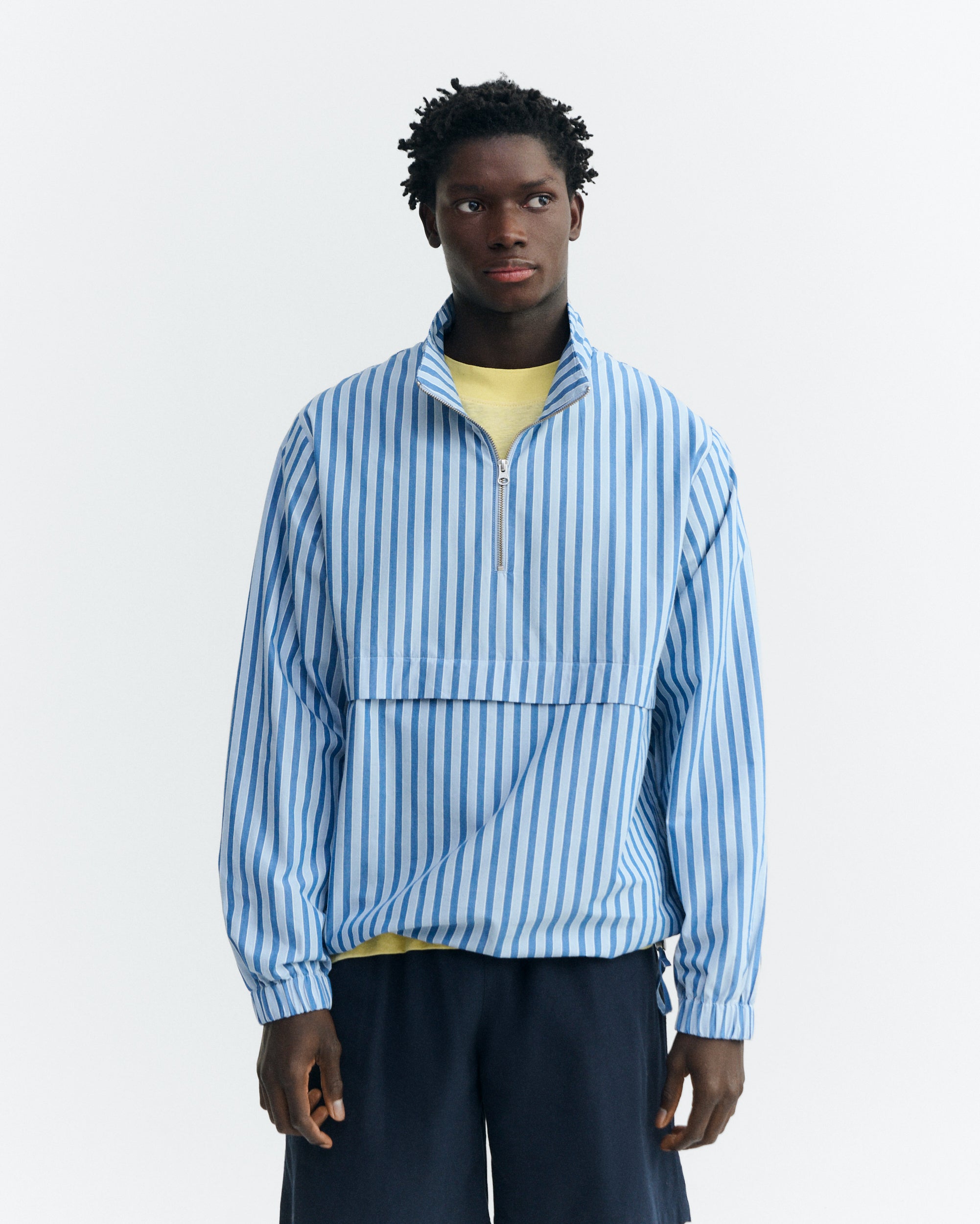 Men's Oversize Striped Jacket Blue Reed | Thinking Mu