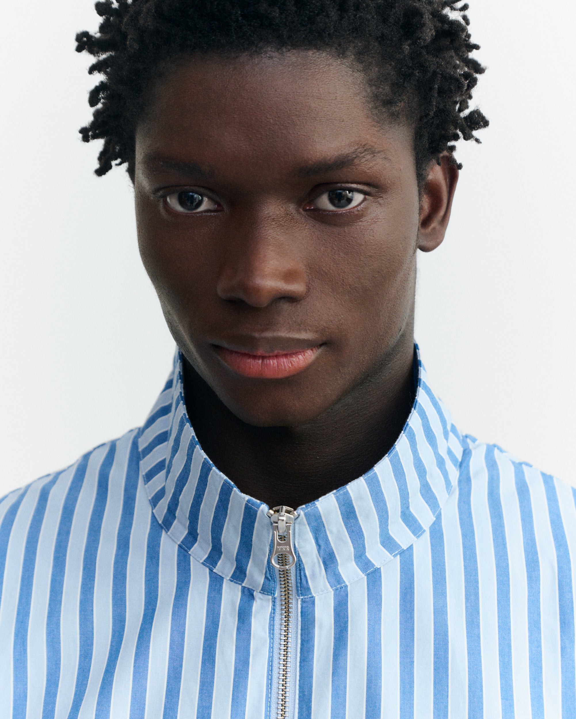 Men's Oversize Striped Jacket Blue Reed | Thinking Mu